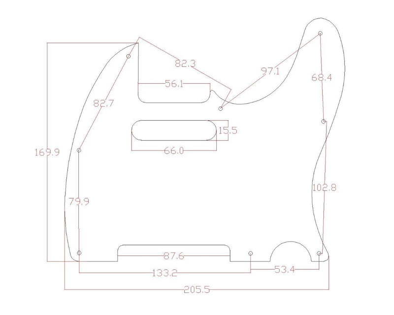 [AUSTRALIA] - KAISH Metal Aluminum Anodized Tele Pickguard with Metal Control Plate and Screws for American/Mexican Telecaster Black 