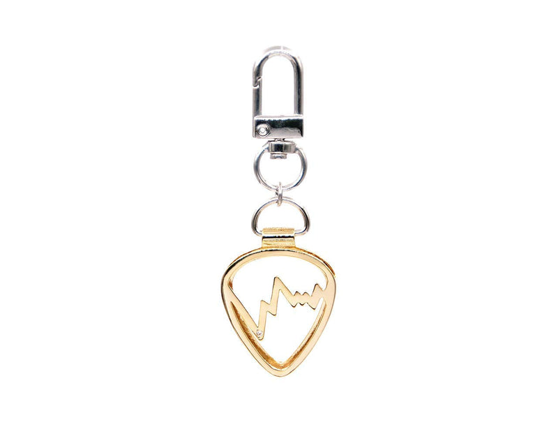 Soundwave Shaped Guitar Pick Holder Keychain for Guitarists (Gold) Gold