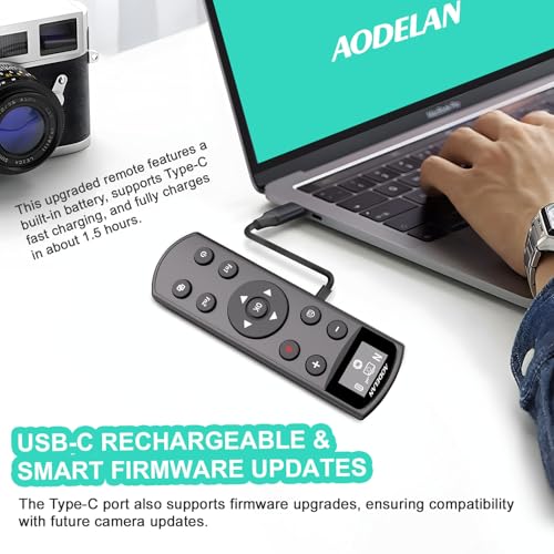 Remote Control for Nikon Camera, USB-C Rechargeable Wireless Shutter Black Display Remote Control for Nikon