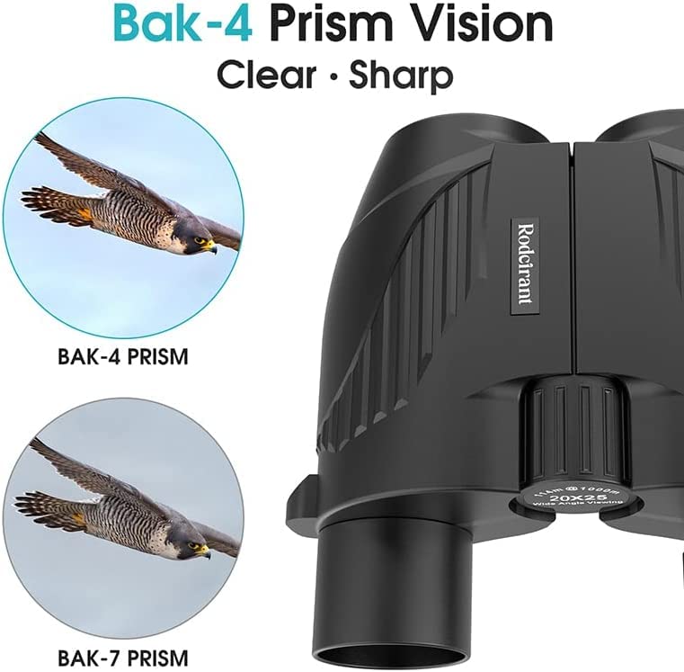 Binoculars 20x25 for Adults and Kids, High Power Easy Focus Binoculars with Low Light Vision, Compact Binoculars for Bird Watching and Travel Black