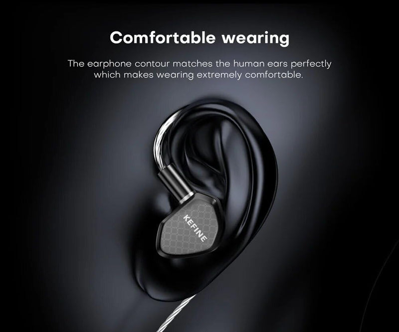 KEFINE Klean in-Ear Monitors, IEMs for Gaming, 10mm DLC Diaphragm Dynamic Driver Earphones, Dual-Cavity IEMs with Silver-Plated Copper Cable, 3.5mm Wired Earbuds (Black, No Mic 3.5mm) Black
