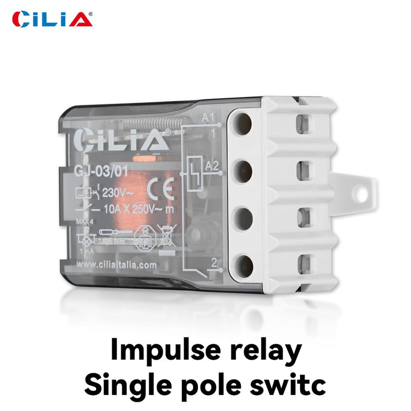 CILIA 230V Electromechanical Pulse Relay with Coil Circuit and Separate Contacts with 1/2 NO Contact (2) Commutator