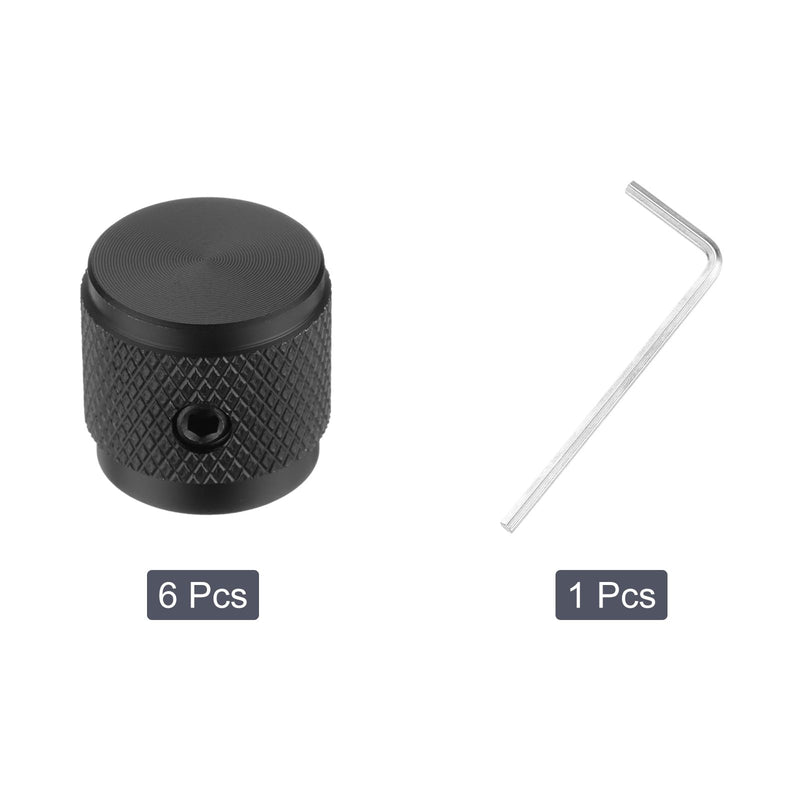 MECCANIXITY 6PCS Guitar Knobs Metal, Volume Tone Control Dome Knobs 1/4" x 5/8" Potentiometer Knobs with Set Screw for Electric Guitar Bass, Black
