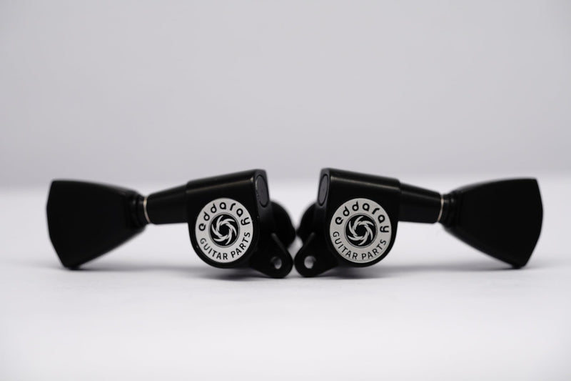 [AUSTRALIA] - Guitar Machine Heads (3R + 3L) - 1:15 Gear Ratio Sealed Tuning Key Pegs String Tuners Set with Tulip Shaped Knob Replacement (E-1004, Black) 