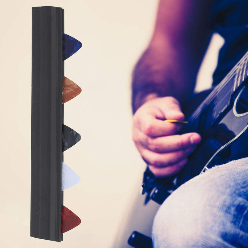 Guitar Picks Holder Clamp Clip Rubber Microphone Stand Pickholder with 5Pcs Picks for Guitar Accessory
