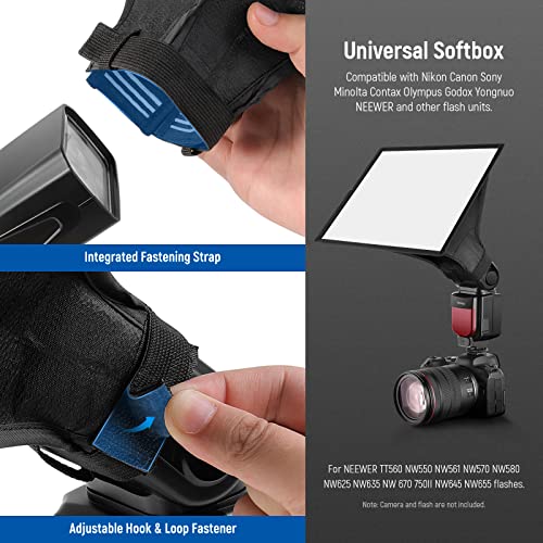 NEEWER Flash Diffuser Light Softbox 11" x 8", Universal, Collapsible with Storage Pouch Compatible with Canon Nikon Sony Godox Yongnuo NEEWER speedlight 11x8 inches