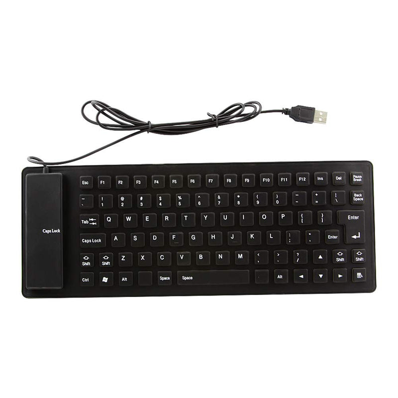 Foldable Silicone Keyboard, USB Wired 85 Keys Waterproof Rollup Silent Typing Soft Touch Keyboard for PC Notebook Laptop(Black)