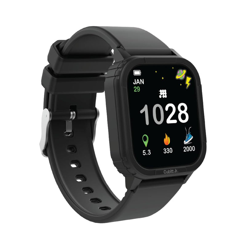 Cubitt Jr. Smartwatch Fitness Tracker, 1.75" AMOLED – Obsidian Black | For Kids and Teens with Games, Step Counter, Sleep Monitor, Heart Rate Monitor, Calculator, Activity Tracking, Waterproof