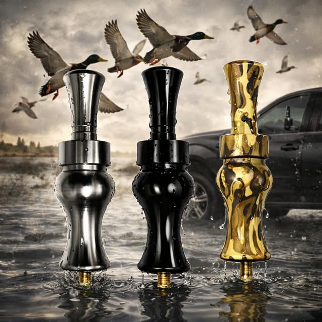 Duck Call Truck Antenna, Short 5.5 Inch Heavy Duty Anodized Aluminum Radio Antenna, Universal Kit Fits Most Trucks Including F150, F250, Maintains Reception, Unique Truck Accessories and Gifts (Black) Duck (Black)