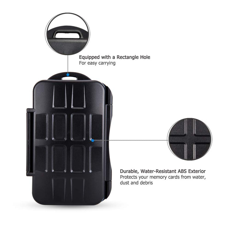 JJC 28 Slots Portable Memory Card Case Holder Storage for 8 SD SDHC SDXC Card, 16 Micro SD TF Card and 4 CF Cfast Card, Water-Resistant & Shockproof