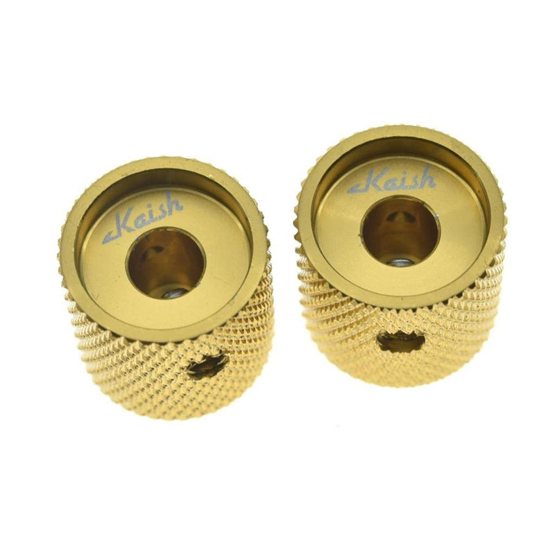 [AUSTRALIA] - KAISH Set of 2 Aluminium Metal Flat Top Guitar Bass Knobs Guitar Volume/Tone Control Knobs 1/4" Universal Potentiometer Pot Knobs with Indicator Line for Tele/Telecaster Gold 