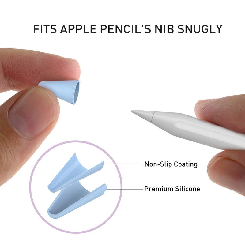 Delidigi 80 Pack Tips Cover for Apple Pencil 2nd Generation and 1st Gen Silicone Nibs Caps Writing Protection Accessories (Blue,Black,Grey,White,80Pack) Blue,Black,Grey,White