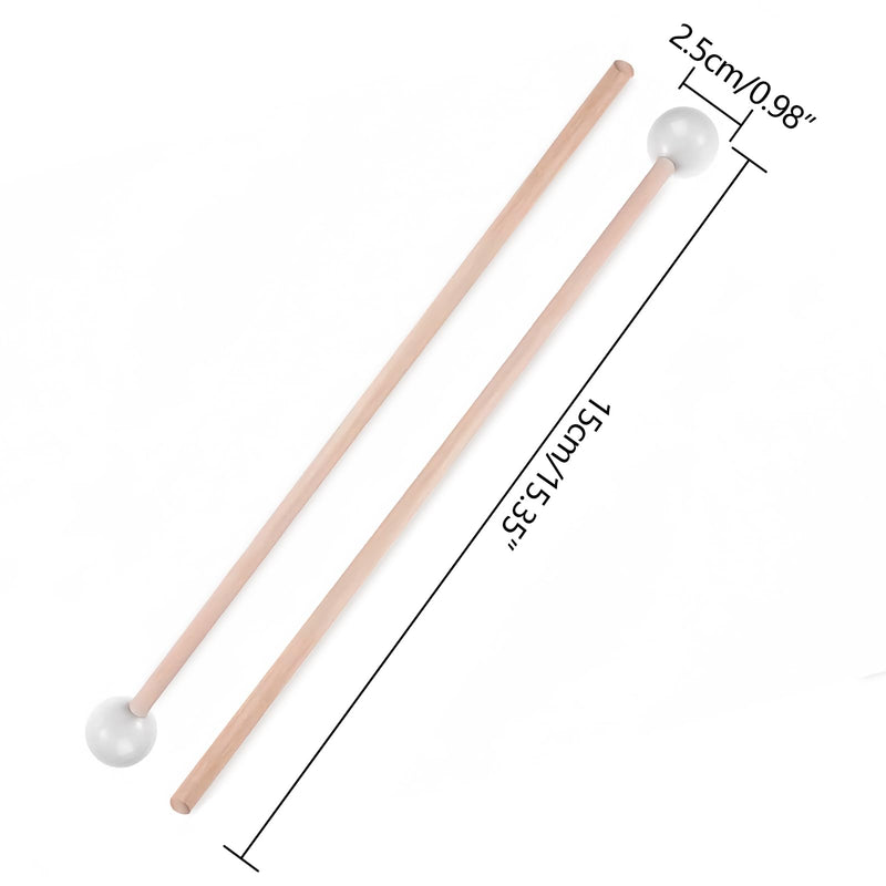 Marimba & Glockenspiel Percussion Mallets - Rubber Xylophone Sticks with Wood Handles(White)