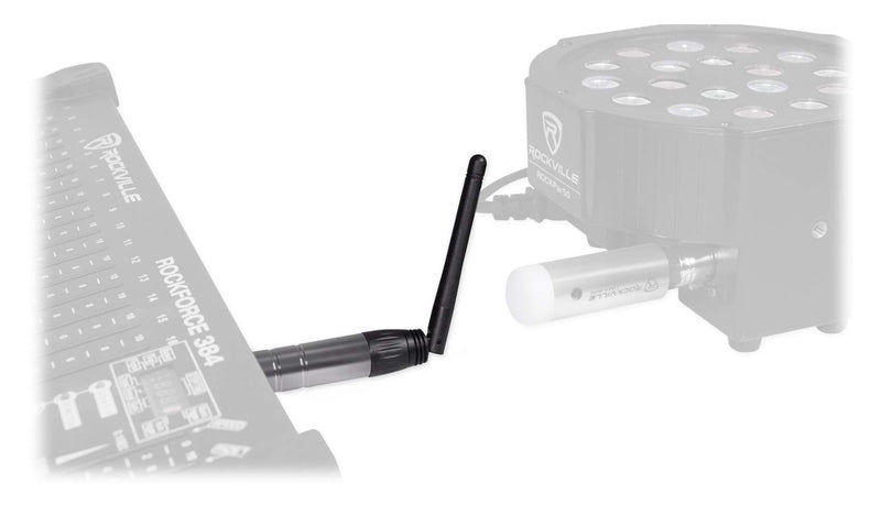 [AUSTRALIA] - Rockville DMX-WTR 2.4GHz Wireless DMX Lighting Transmitter, 1968 Ft Range, 7 Group Control, 25 Receivers, GFSK Modulation, for DJs, Stage, and Event Lighting 