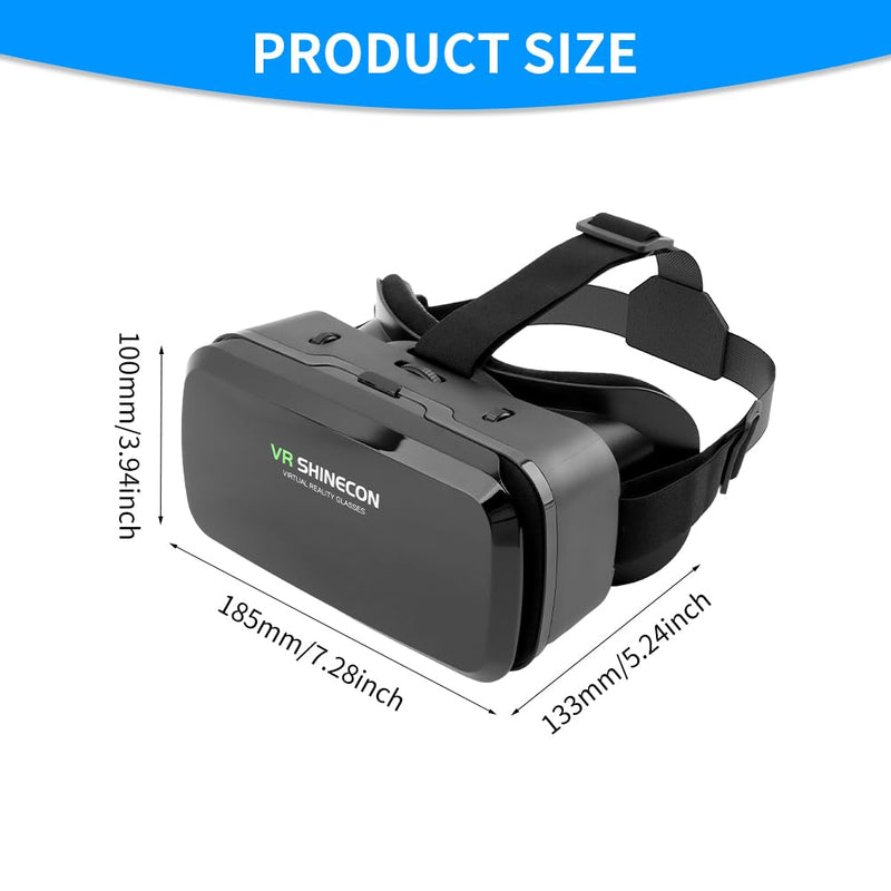 VR Headsets Virtual Reality Headsets for Phone Cell Phone 3D Glasses Helmets VR Goggles for TV Movies Video Games Support 4-6inches Mobile Screen,100° Large Viewing Angle(Black) Black