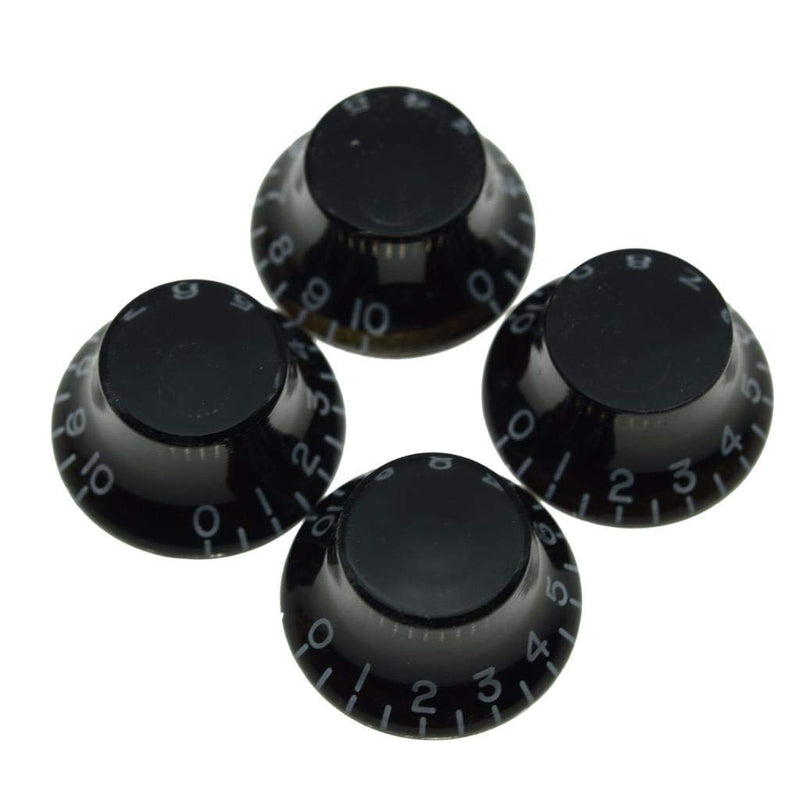 Dopro 4pcs USA(Imperial) LP Guitar Bell Knobs 24 Fine Splines Top Hat Knobs for USA Les Paul with CTS Pots Black Pack of 4 Black-1