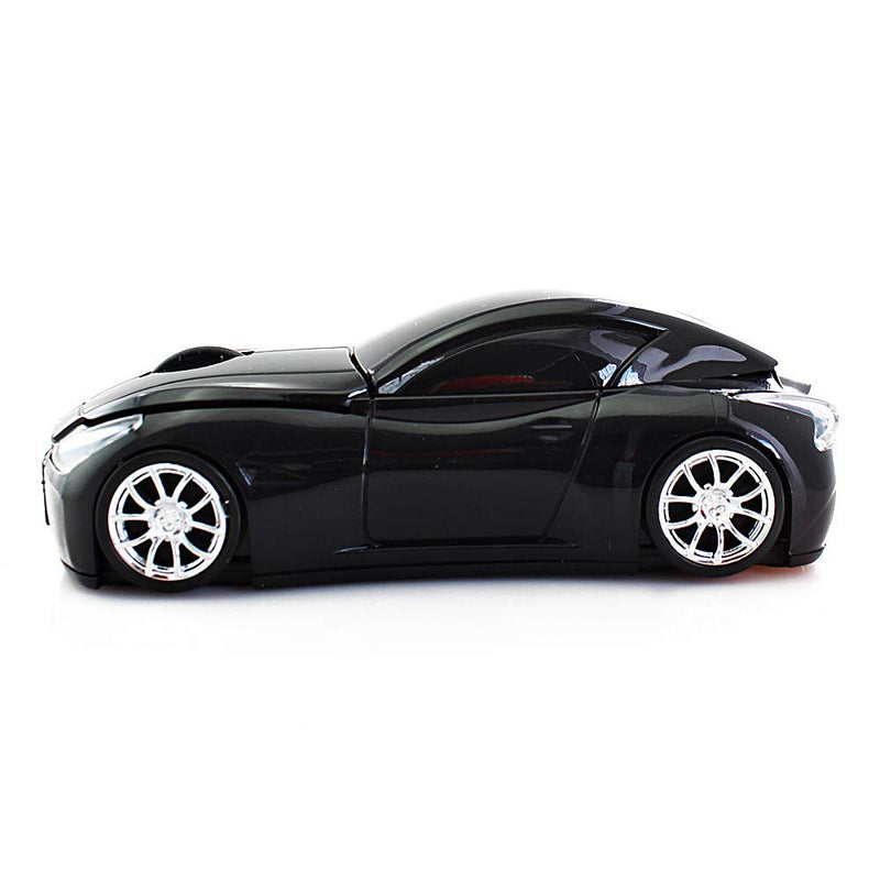 ECOiNVA Wireless Sports Car Mouse Desktop Laptop Computer Optical Mouse Mice AAA Battery Nano USB 2.4GHz Gaming Mouse (Black) Black