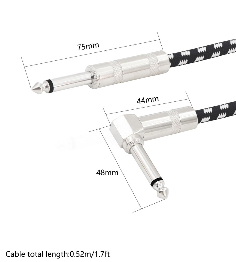 Straight to Right Angle 1/4 Inch Instrument Cable Short TS Guitar Cable Electric Guitar Amp Cord 6.35mm Stereo Audio Cable for Guitar Bass Keyboard and Pro Audio 2 Pack (1.7FT) 1.7FT