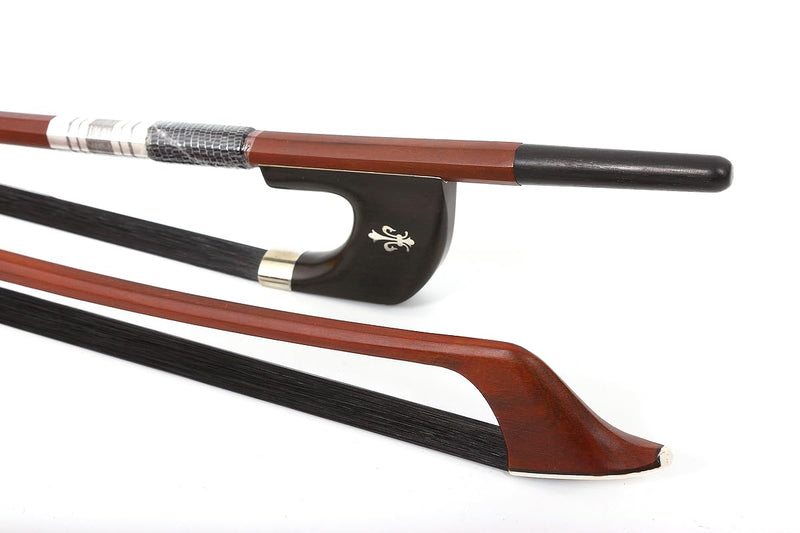 [AUSTRALIA] - Upright Double Bass German Bow 3/4 size Powerful Sound Black Natural Mongolia Horse Hair Brazilwood stick Well balance Ebony frog Nice shell inlay(black hair) black hair 