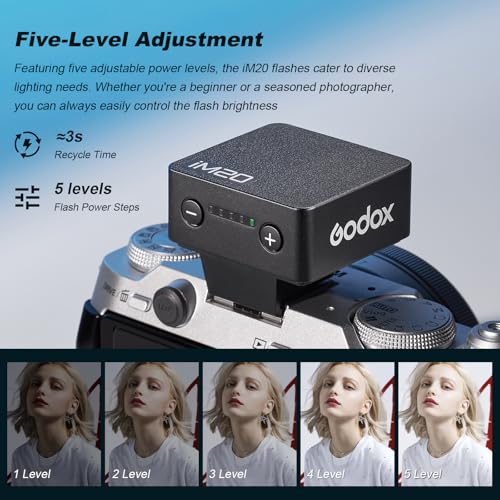 Godox iM20 Mini Flash 5 Power Levels 440 Full-Power IM 20 Built in Battery Black