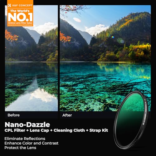 K&F Concept 77mm Circular Polarizer Lens Filter with Filter Cap Ultra Slim