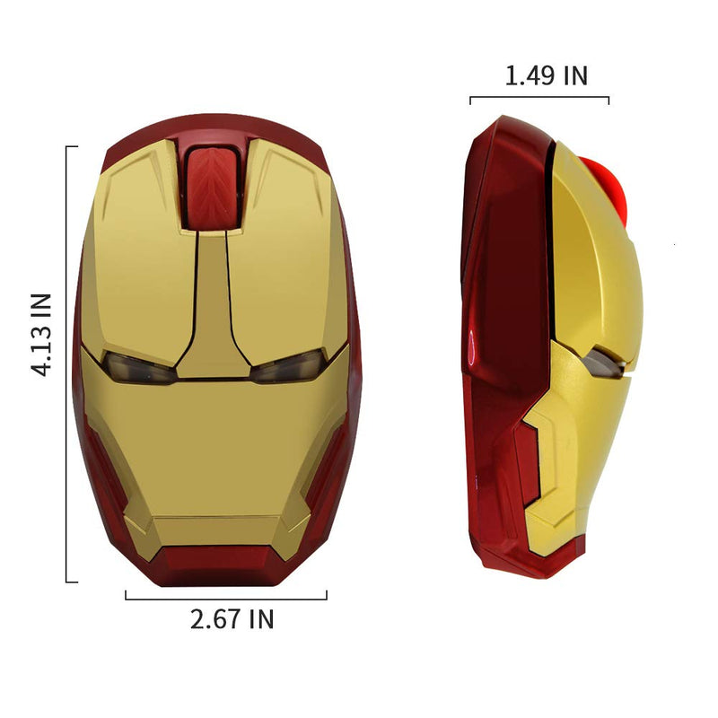 ECOiNVA Wireless Iron Man Mouse 2.4G Optical Computer Mouse for Desktop Laptop PC Mac (Gold) Gold