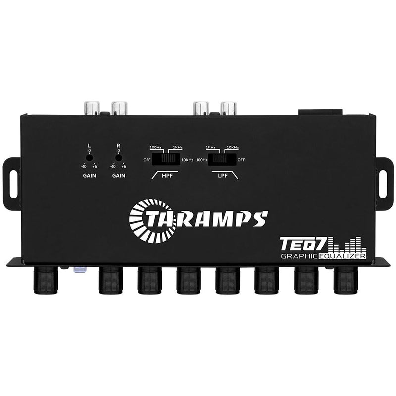 Taramp's TEQ 7 Stereo 7-Band Graphic Equalizer RCA Input 2 Channels HPF and LPF Filters Mute Function Car Audio Mixer Equalizer EQ, Best Control for Car, Boat, Motorcycle - TEQ7 Blue
