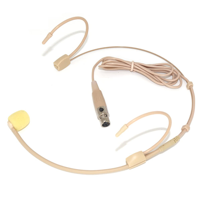 Headset Microphone Double Over Ear Earset Headworn Mic Condenser Cardioid Compatible with Shure Wireless System Bodypack Transmitter Mini 4 Pin XLR TA4F Plug