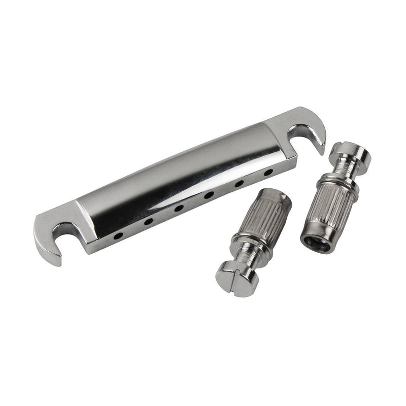 FLEOR Electric Guitar Tune-O-matic Bridge & Tailpiece with Studs Set Fit Gibson Epiphone Les Paul Guitar Part, Chrome Chrome Bridge & Tailpiece Set