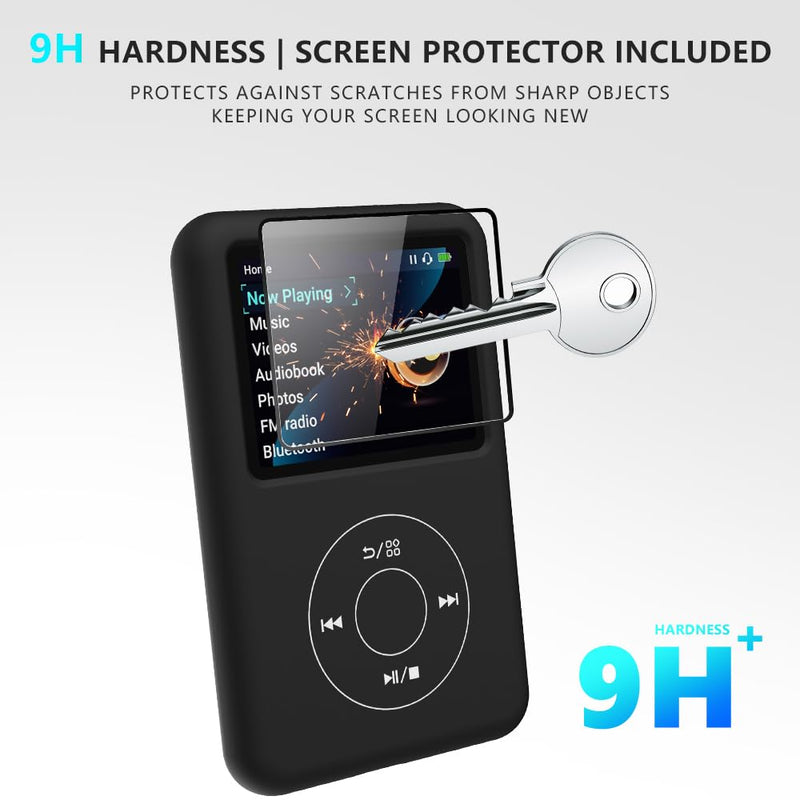 Silicone Case for innioasis Y1 Mp3 Player, Soft Anti-Scratch Cover with Screen Protector, Slim Lightweight Full-Body Protection -Black black