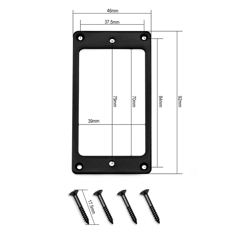 2PCS Metal Iron Flat Humbucker Pickup Ring for Electric Guitar Replacement (Black) Black