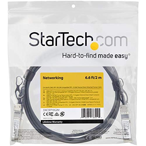 StarTech.com Dell EMC DAC-SFP-10G-2M Compatible Cable - 2 m - 10 GbE (DACSFP10G2M) | 10GbE SFP+ Copper DAC 10Gbps Low Power Passive Mini GBIC/Transceiver Module DAC, Twinax, Compatible, Attach