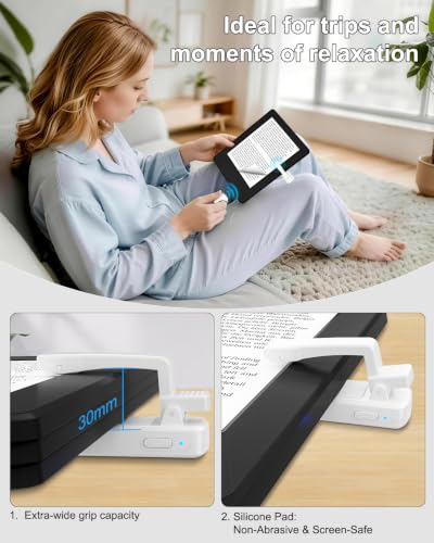 Multi-Function Bluetooth Page Turner TikTok Scrolling Ring Ideal for E-Readers/TikTok Videos/Camera Recording Compatible with Kindle/Kobo/iOS/Android (White) White