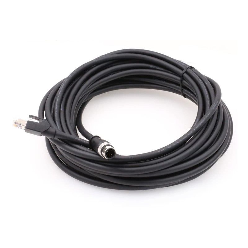 SZRMCC M12 Ethernet Cable D-Code 4 Pin Male to RJ45 Connector High Flex Cat5e Shielded Waterproof Network Cable for Industrial Camera Sensor (10m,Black) Black 10m