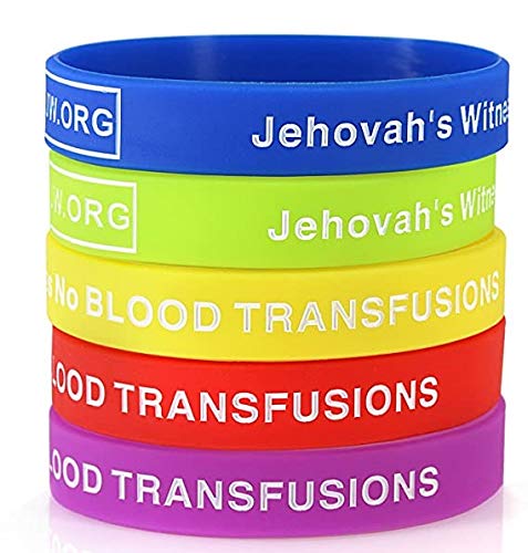 JW.org No Blood Medical Alert Flexible Silicone Wristband-5 pcs-Rainbow