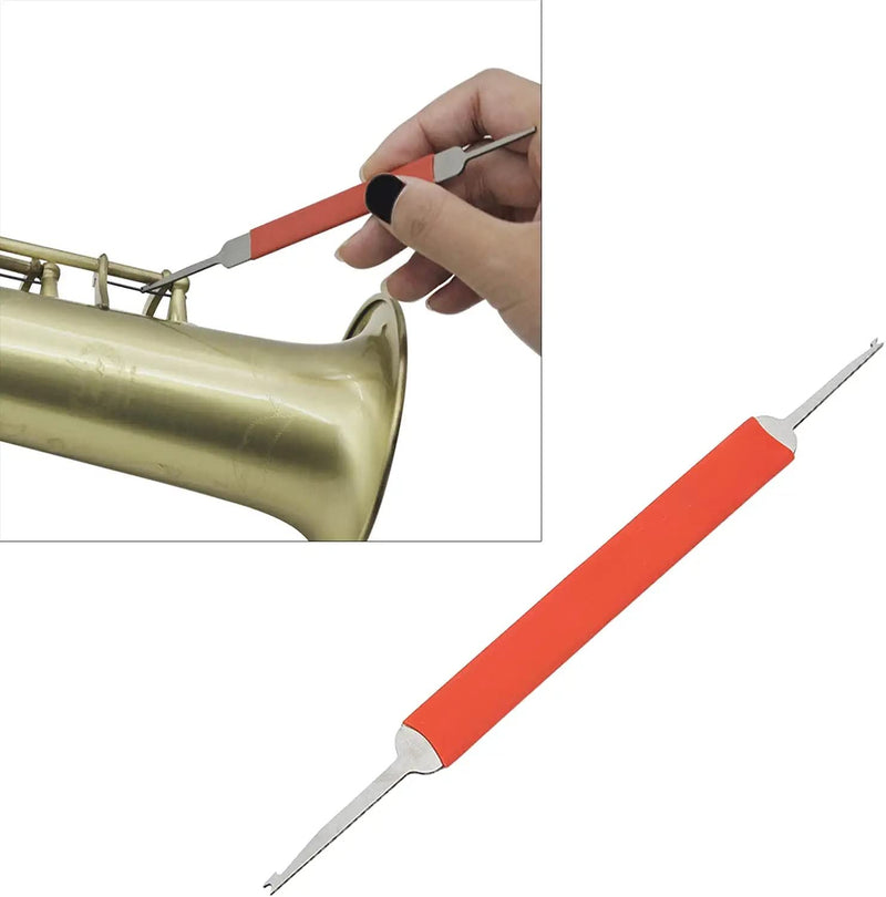 Double Head Woodwind Spring Hook for Sax Clarinet Flute Piccolo Comfortable Grip with Anti-Slip Sleeve 1pcs