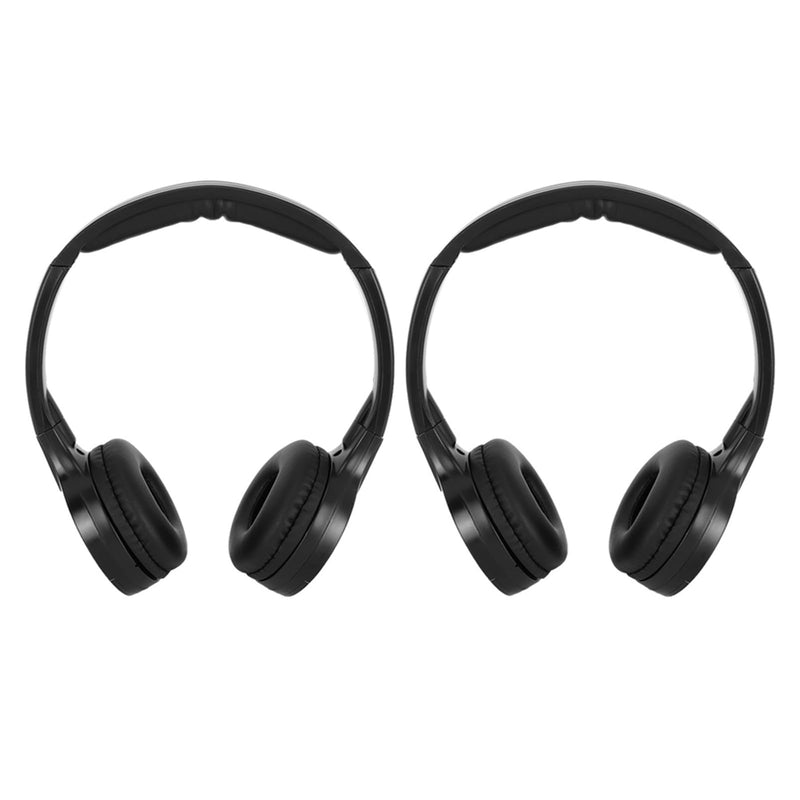 2 Channel Cordless Infrared Stereo Car Headrest Headphone Earphone, IR, Foldable Lightweight Design, Comfortable Fit, Auto Power Off, 2.8/3.8 MHz Channels