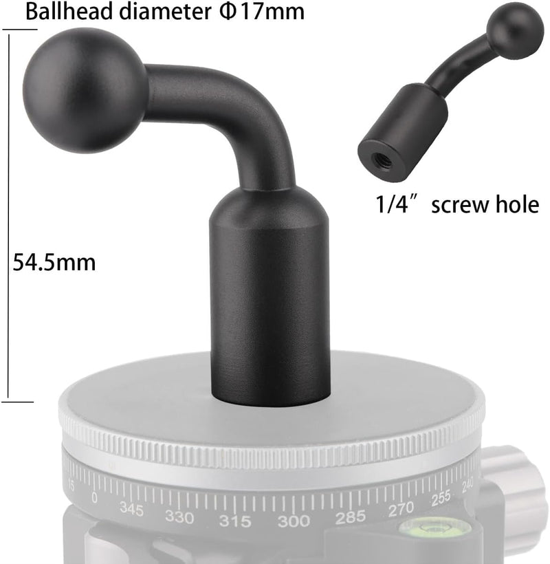 [AUSTRALIA] - 17mm Ball to 1/4 inch Female Thread Vertical Mount Adapter, Aluminum Alloy (2PCS) 