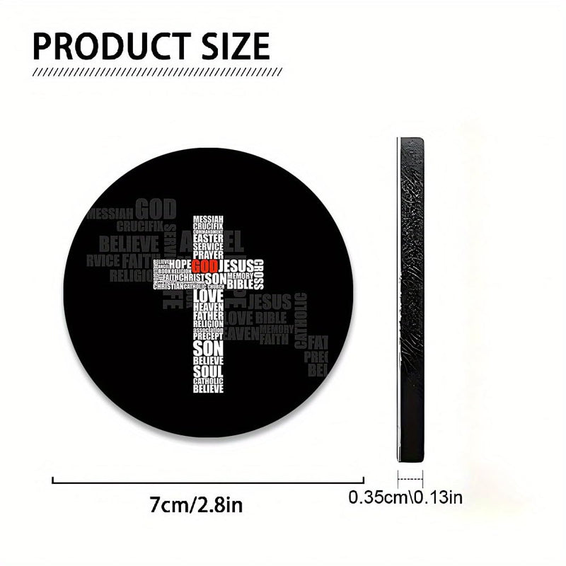 2pcs Cross Text Car Coasters Vintage Pattern Cup Holder Mat Vehicle | 2-piece set; designed to protect cup holders from dust and spills; fits cars, trucks and home or office cup holders. Cross Letter