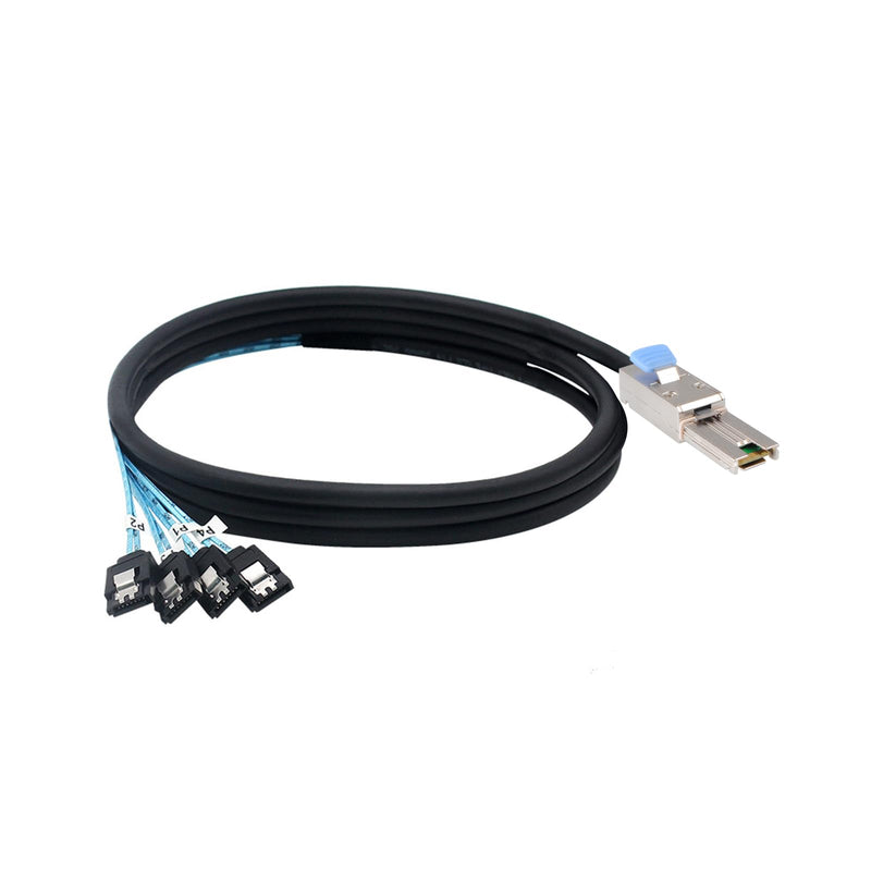 2PCS Mini SAS 26P SFF 8088 Male to 4 SATA 7Pin Female 1M 3.3FTCable with Latch,Mini SAS Host/Controller to 4 SATA Target/Backplane 3.3ft/2 PACK SFF-8088 to 4SATA