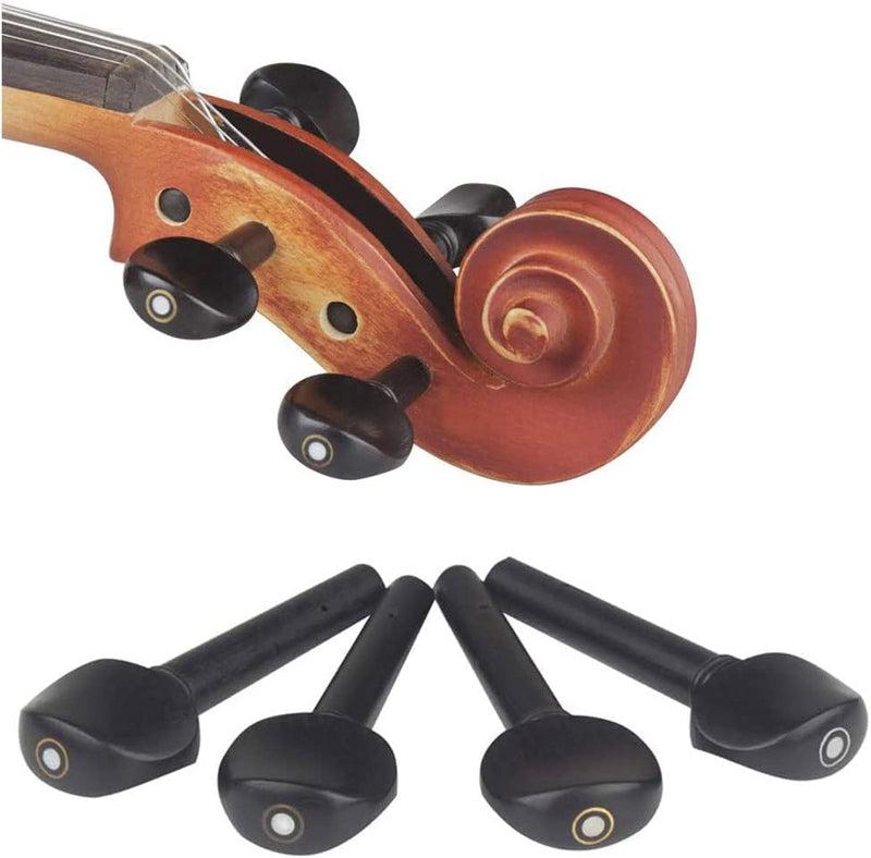 Violin Parts & Accessories Kit with Violin Ebony Chin Rest, Tailpiece, Tuning Pegs, Endpin,Tunners, Tailgut, String and Maple Bridge for 4/3 4/4 Violin Replacement Part 16pcs