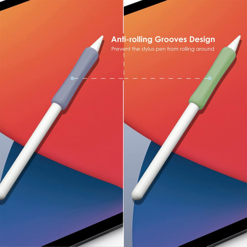 ProElife 2-Pack Ergonomics Grip Holder Anti-Rolling Protective Sleeve Cover for Apple Pencil 2nd & 1st Gen 2022-2018 iPad Pro 12.9'' 11''/Air 10.9'' Stylus Accessory Kits (Green/Lavender) Green/Lavender