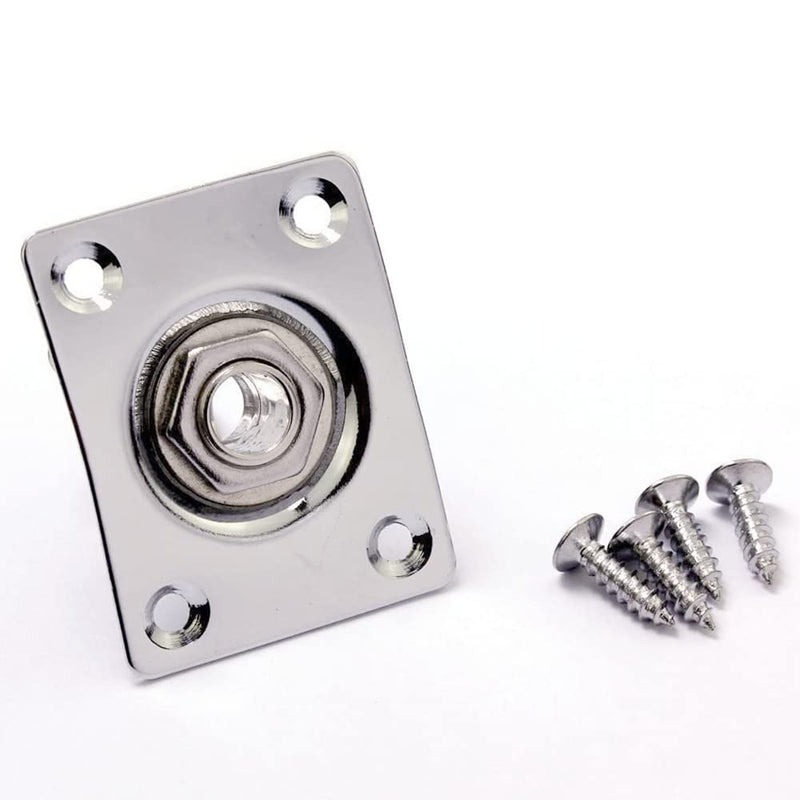Square Metal 1/4 Output Jack Plate Input Jack Socket for Electric Guitar Bass (Chrome) Chrome