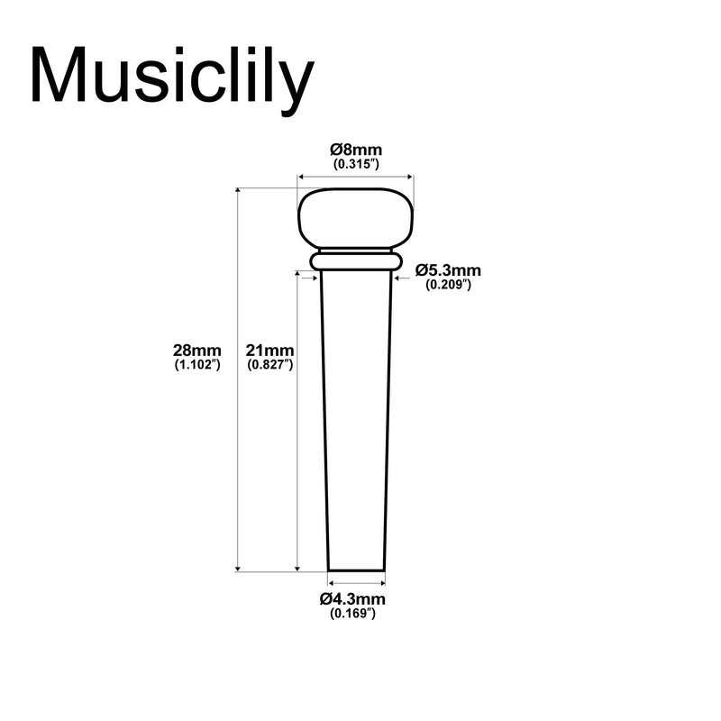 Musiclily SlottedGuitar Ebony Bridge Pins Endpins for Taylor Martin Acoustic Guitar Replacement, Black with White Pearl Shell Dot (Pack of 6) Black w/ White Dot Ebony