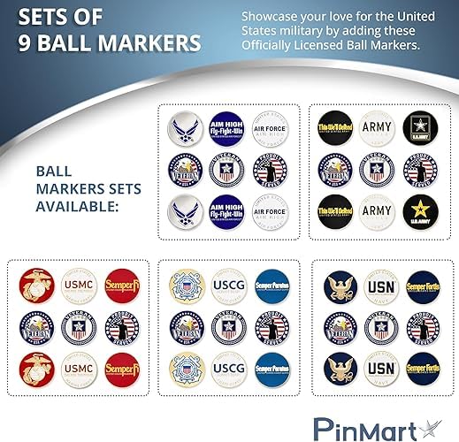 [AUSTRALIA] - PinMart’s Officially Licensed United States Veteran Bundle Pack of 9 Golf Ball Markers - Golf Accessories for Men and Women - Magnetic Veteran Ball Markers Set of 9 Coast Guard Blue/White/Gold 