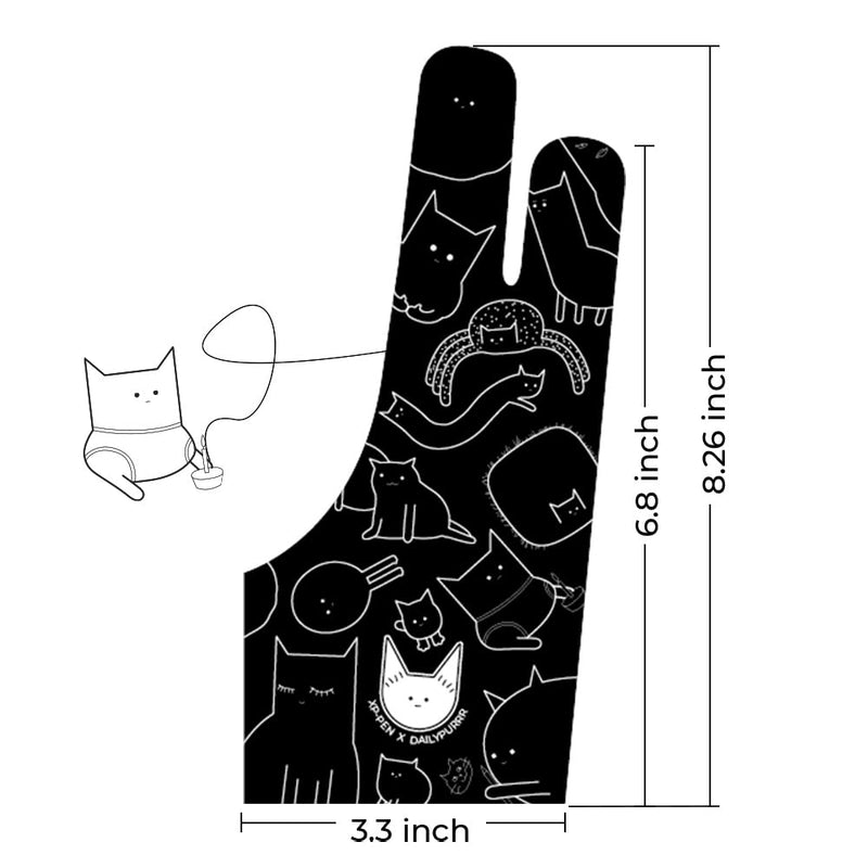 Drawing Tablet XPPen G430S OSU, Graphic Drawing Tablet & XPPen Digital Drawing Glove - Two-Finger Artist Glove with Cute Cat Print