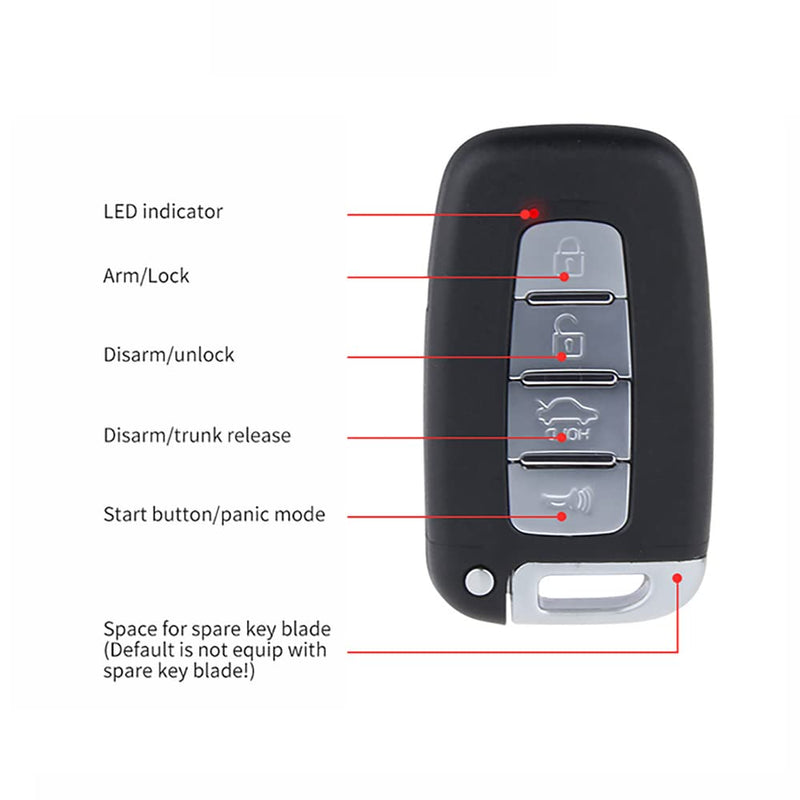 Car Keyless Entry System PKE Mode Remote Control Intelligent Alarm System Central Locking Engine Start and Stop Button Universal for 12V Cars