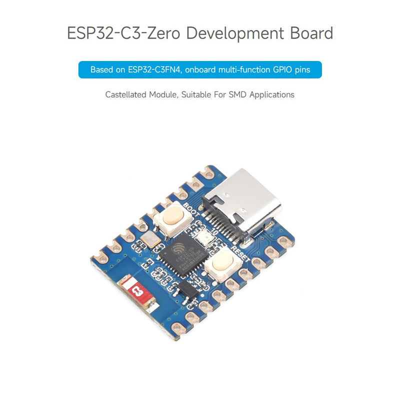 [AUSTRALIA] - Waveshare ESP32-C3 Mini Development Board, Based On ESP32-C3FN4 Single-Core Processor, 160MHz Running Frequency, 2.4GHz Wi-Fi & Bluetooth 5 with Pre-soldered Header 