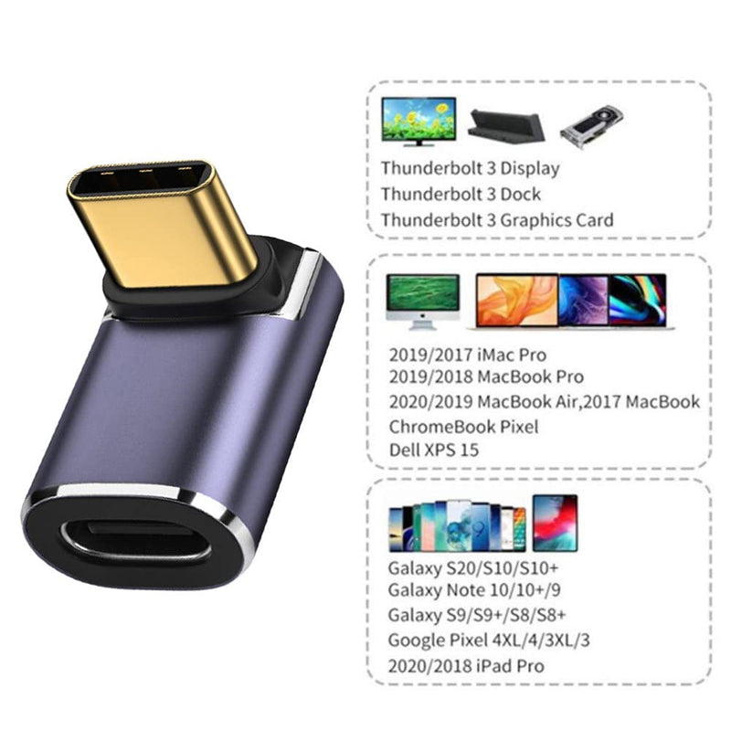 NFHK 40Gbps USB4 Type C Male to Female 90 Degree Up Down Angled 100W Power Data 8K Video Adapter for Laptop Phone Up Angled Male to Female