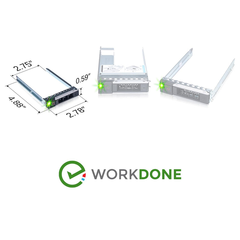 WORKDONE 2-Pack 2.5" SFF Bracket - fits Dell PowerEdge 17-14th Gen DXD9H | Only for smaller 2.9" Wide Hot-Swap Bay, R570 R670 R770 R260 R360 T560 R660 R6615 R6625 HS5610, Bright LED, Tray Sled, Manual
